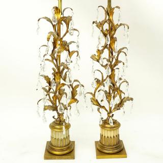 Appraisal: Pair of Mid Century Marbro Italian Florentine Tole and Carved