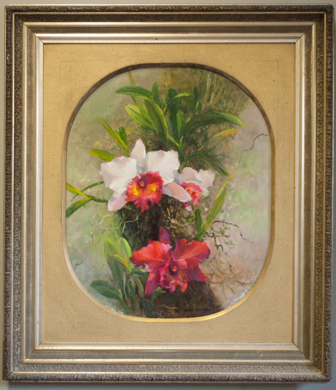 Appraisal: HENRY CUSIMANO OIL ON BOARD American th century Orchids Image