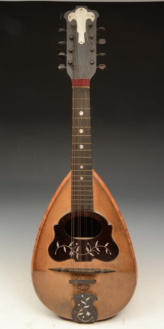 Appraisal: AN ITALIAN MANDOLIN with mother of pearl inlay and Napoli