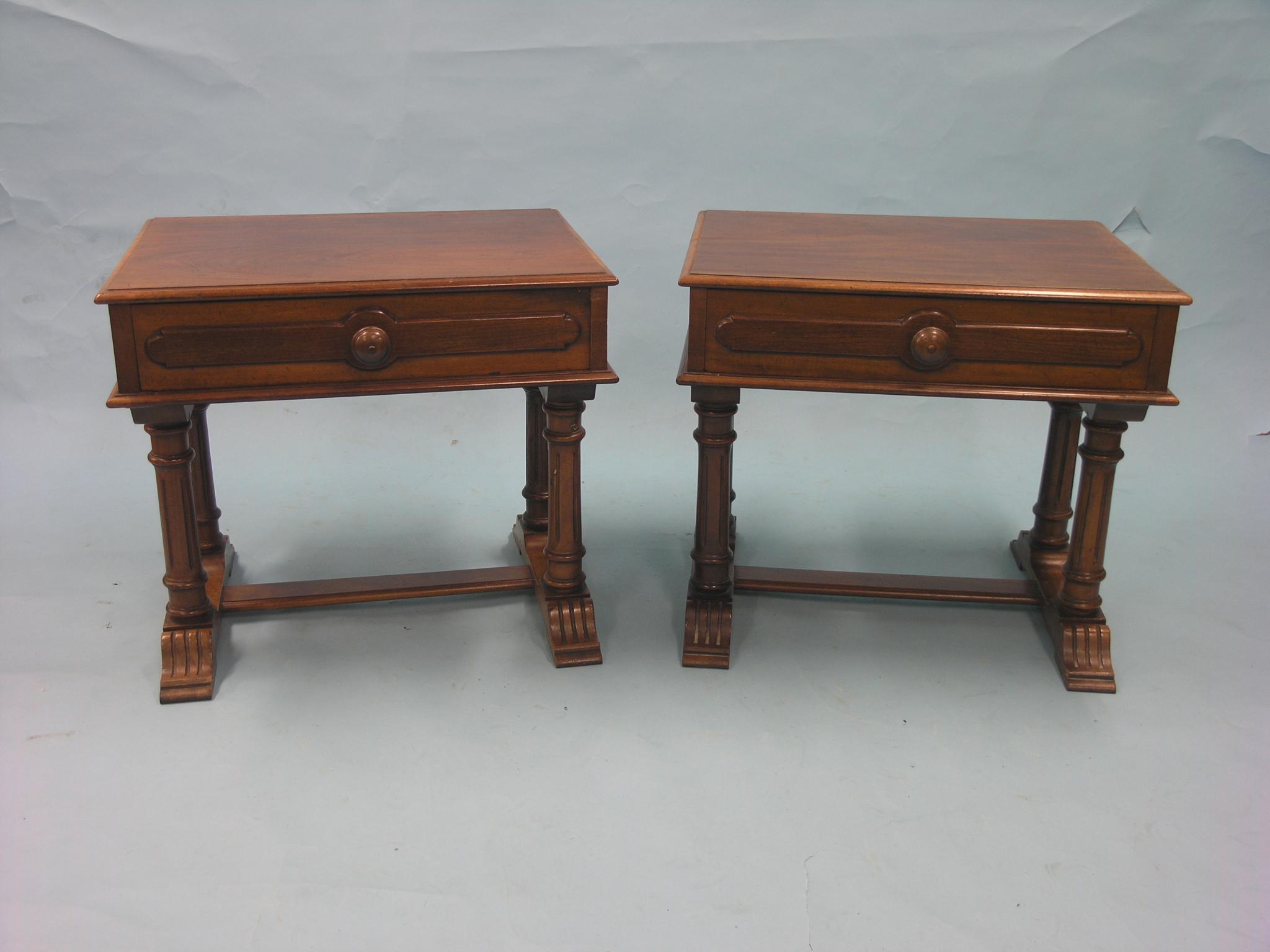 Appraisal: A pair of Victorian mahogany side tables each with single