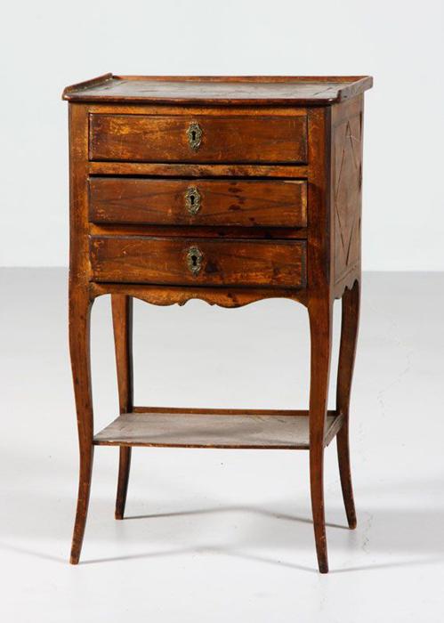 Appraisal: - French Bedside Cabinet French bedside cabinet having three drawers