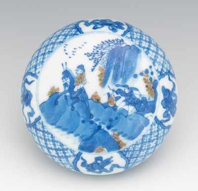 Appraisal: A Chinese Blue and White Kangxi Style Porcelain Seal Box