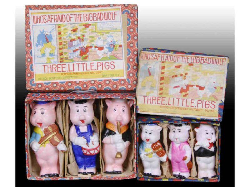 Appraisal: Lot of Sets of Three Little Pigs Bisque Description Figures