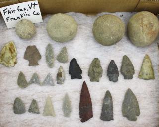 Appraisal: Fairfax VT prehistoric lithic arrowheads points hammerstones- pcs -