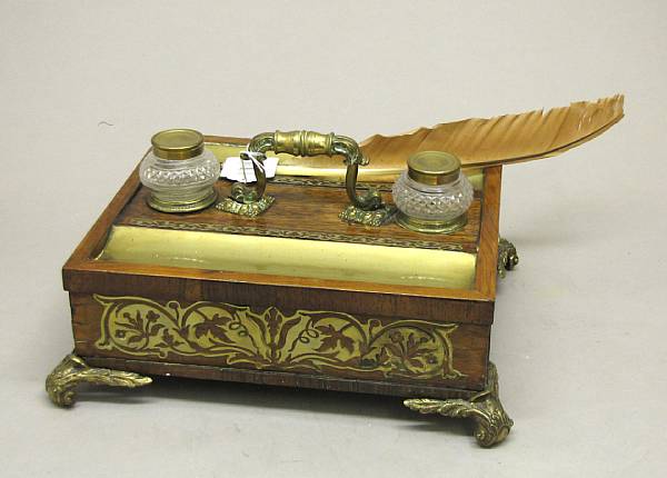 Appraisal: A George IV rosewood and cut brass inkstand first quarter