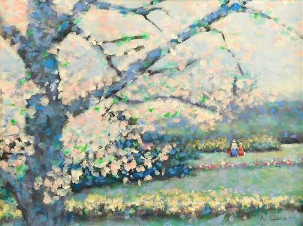 Appraisal: Alan Cours American b oil on canvas Impressionistic styled landscape