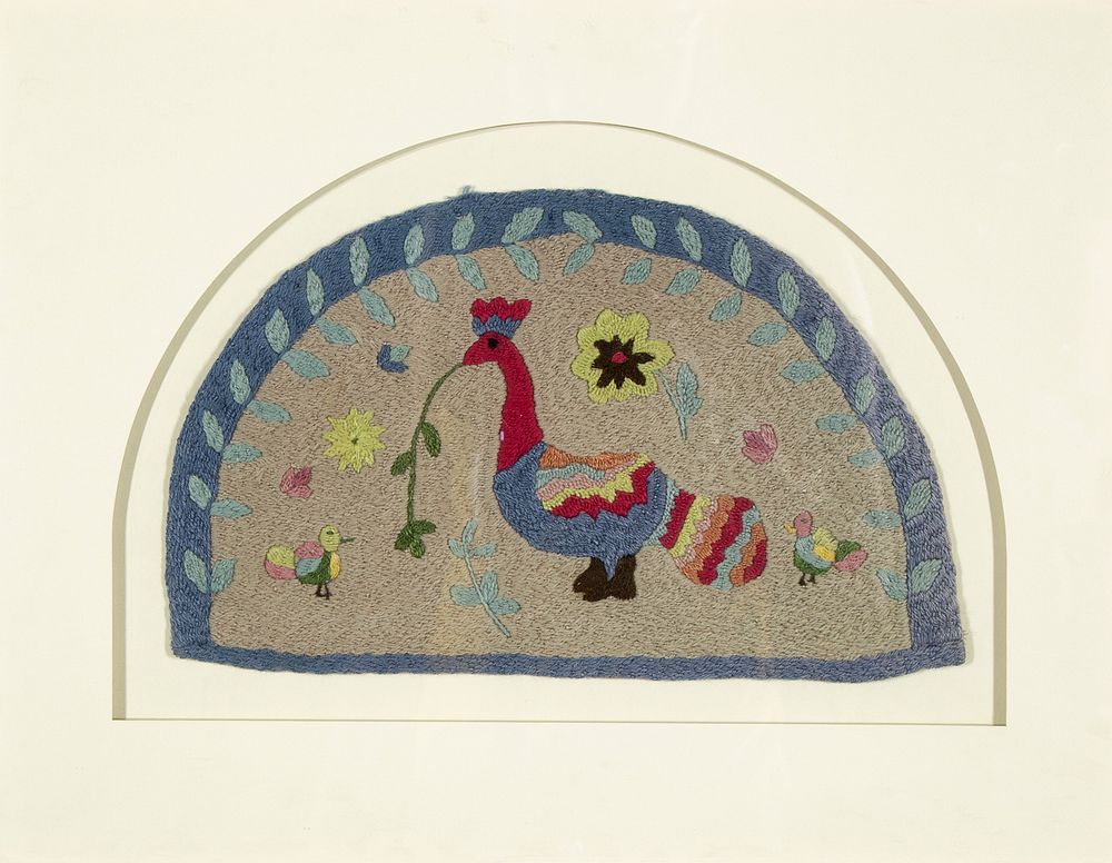 Appraisal: Rebecca Salsbury James Peacock Colcha Sampler Rebecca Salsbury James --