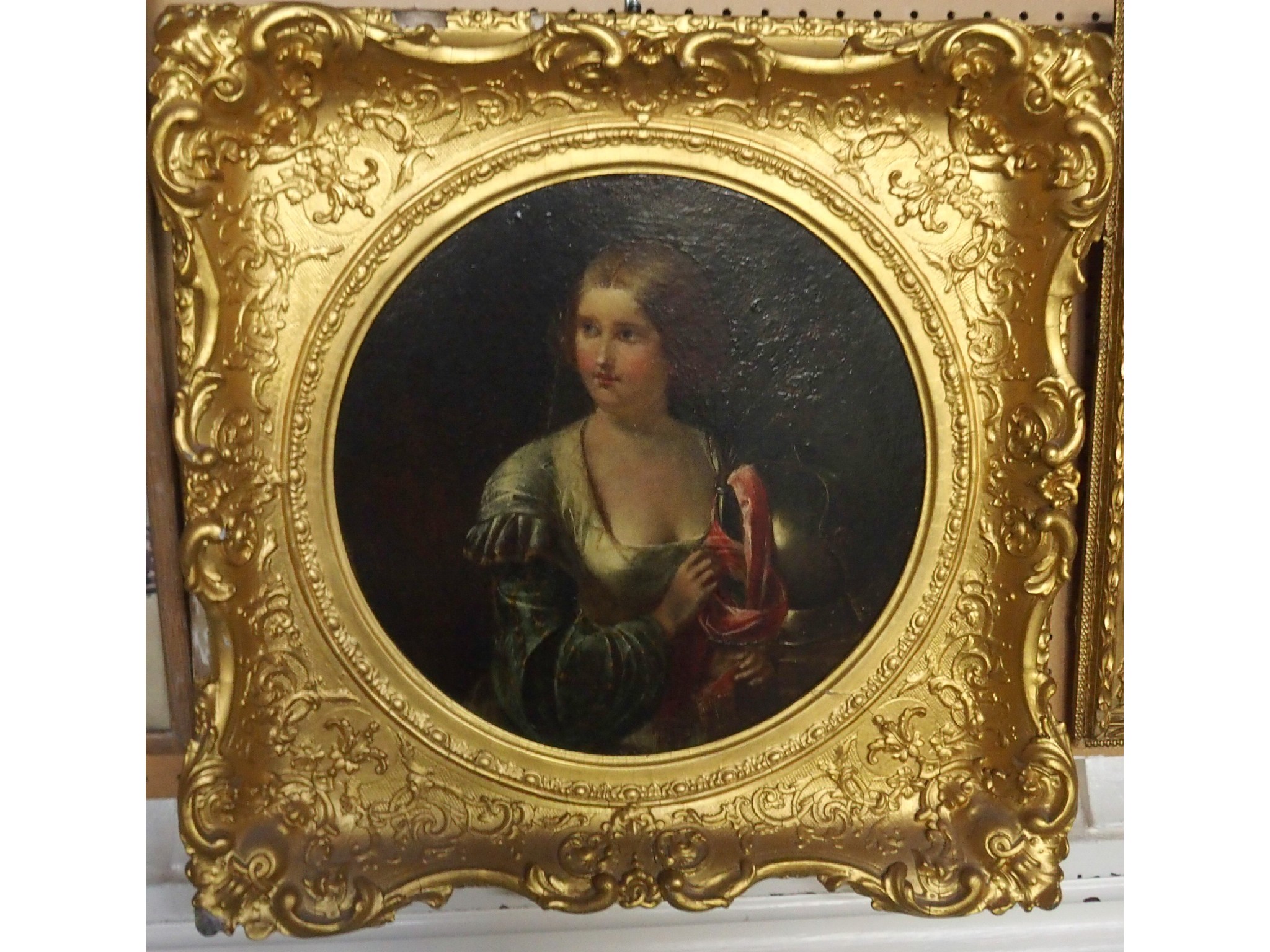 Appraisal: SCOTTISH SCHOOL Half portrait of a lady in armour oil