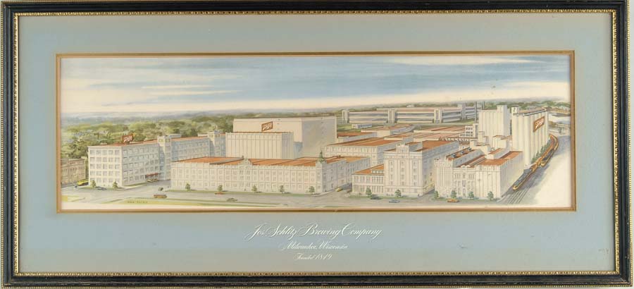 Appraisal: SCHLITZ BREWING CO LITHO Factory scene of the Schlitz Brewing