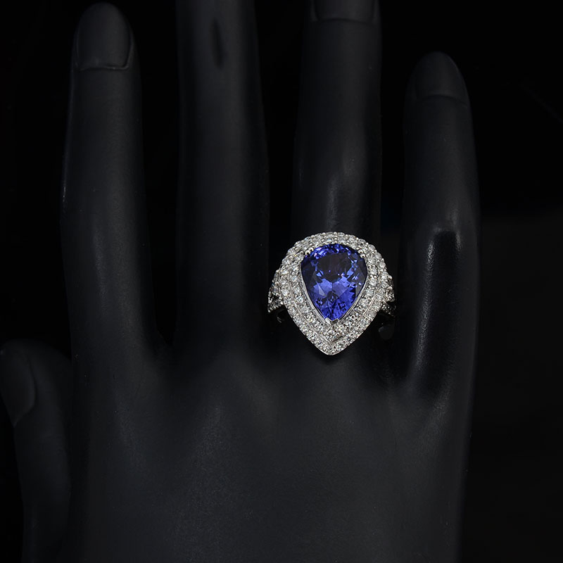 Appraisal: STUNNING CT TANZANITE DIAMOND RING IN PLATINUM Eye catching pear