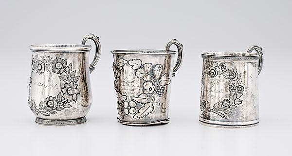 Appraisal: CINCINNATI COIN SILVER CUPS BY KINSEY American Cincinnati Ohio by