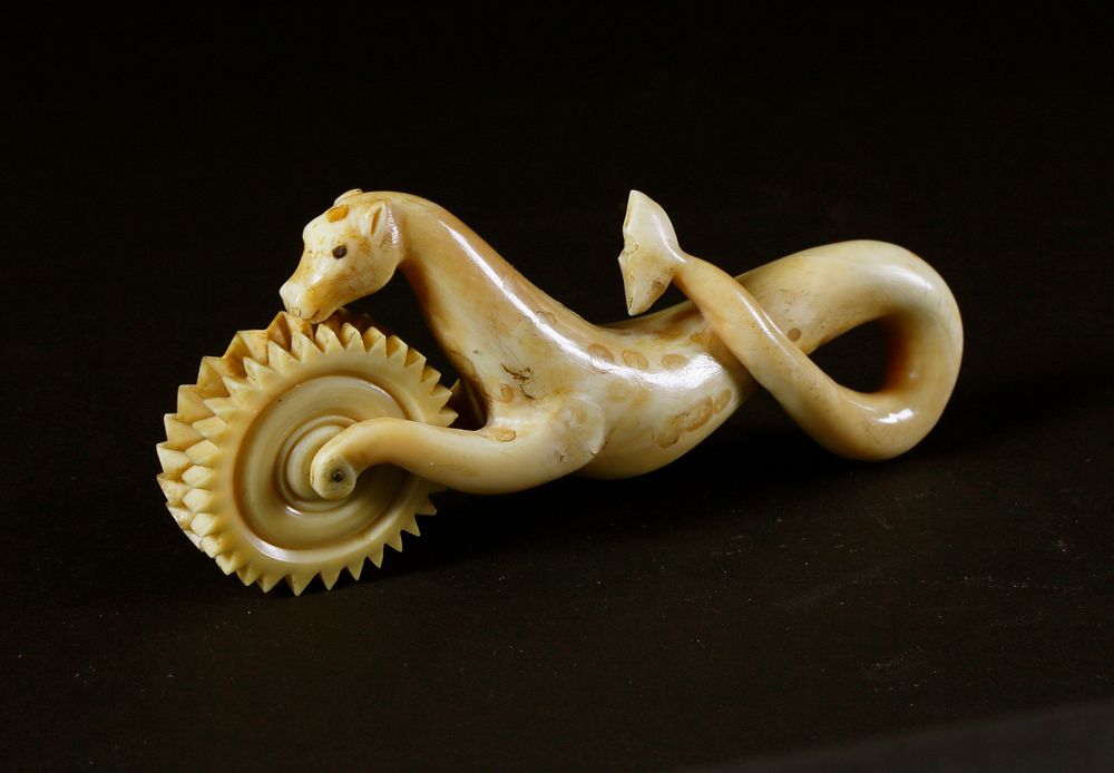 Appraisal: Whaler Made Whale Ivory Sea Horse Double Wheel Pie Crimper