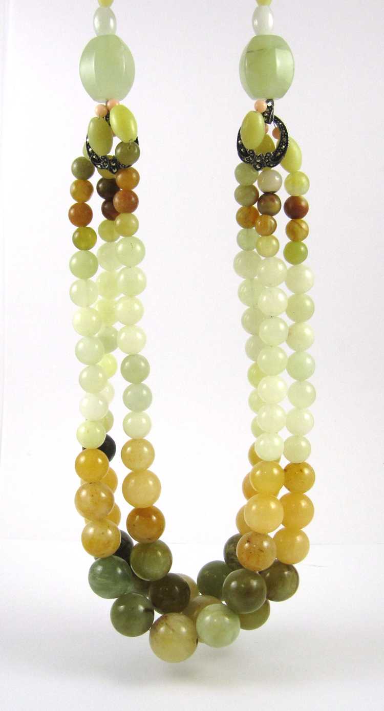 Appraisal: HARDSTONE BEAD NECKLACE measuring - inches in length and strung