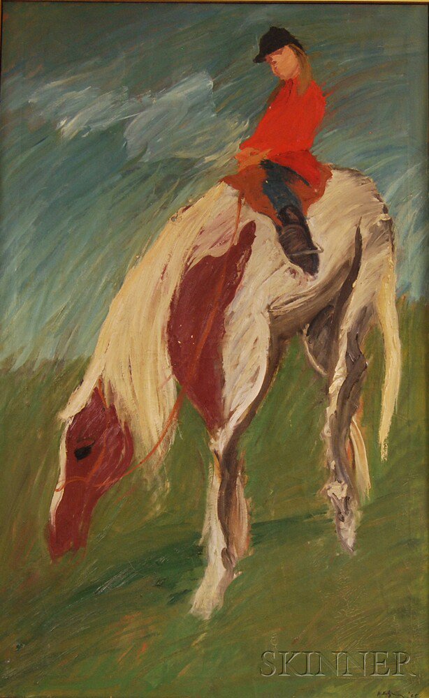 Appraisal: Herbert Katzman American - Annie Riding Cricket Signed and dated