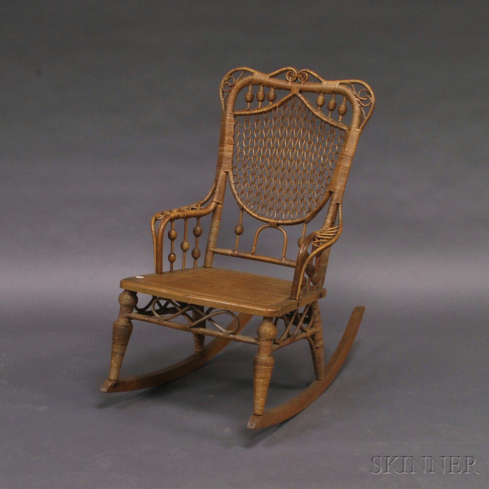 Appraisal: Heywood Bros Wicker Armrocker late th early th century ht