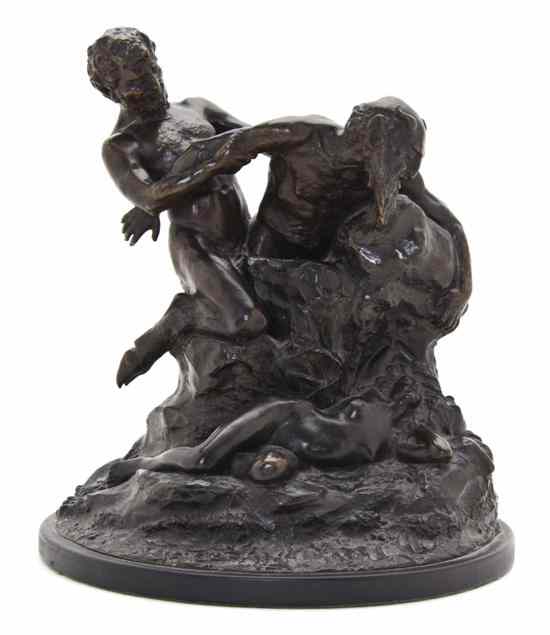 Appraisal: A French Bronze Figural Group Aime-Jules Dalou - depicting two