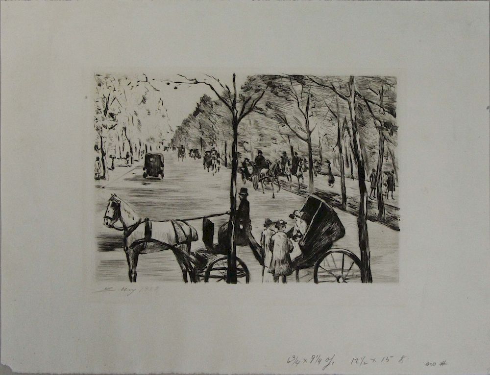 Appraisal: LESSER URY GERMAN - Drypoint Allee im Tiergarten mit Kutsche