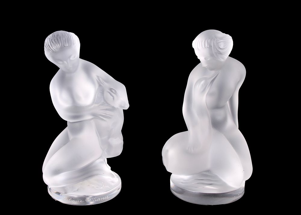 Appraisal: LALIQUE Femal Figures Leda Diane LALIQUE Femal Figures Leda and