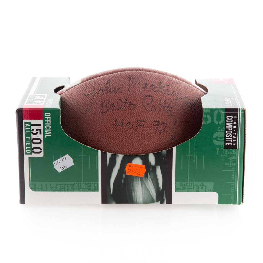 Appraisal: John Mackey signed Nike football in original box