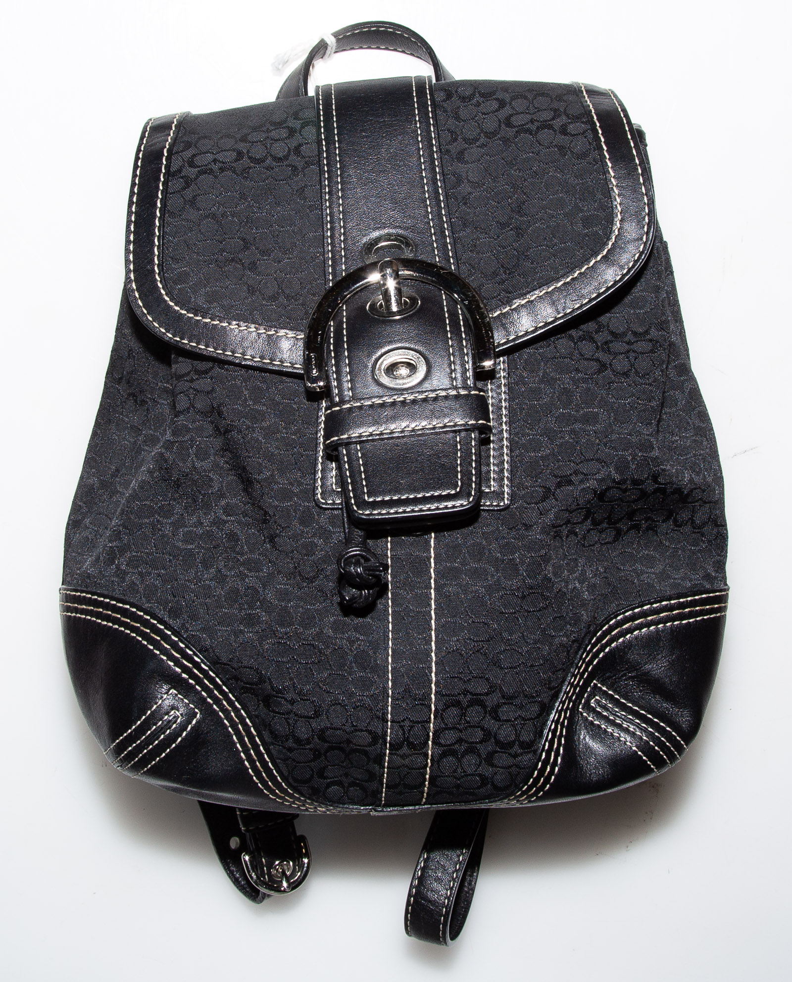 Appraisal: COACH BLACK LOGO CANVAS MINI BACKPACK serial H S- with