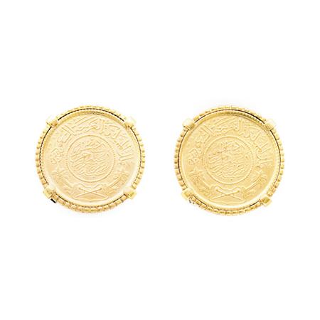 Appraisal: Pair of Gold Coin Cufflinks Estimate -