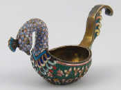 Appraisal: A Russian shaded enamelled champleve silver kovsch in the form