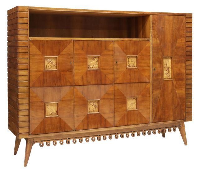 Appraisal: Italian mid-century modern walnut sideboard attributed to Osvaldo Borsani Italian