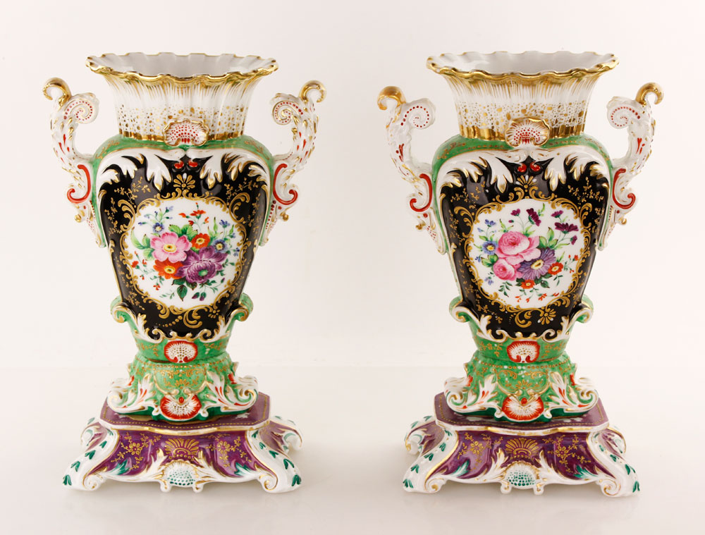 Appraisal: - Pr th C Paris Porcelain Urns Pair of th