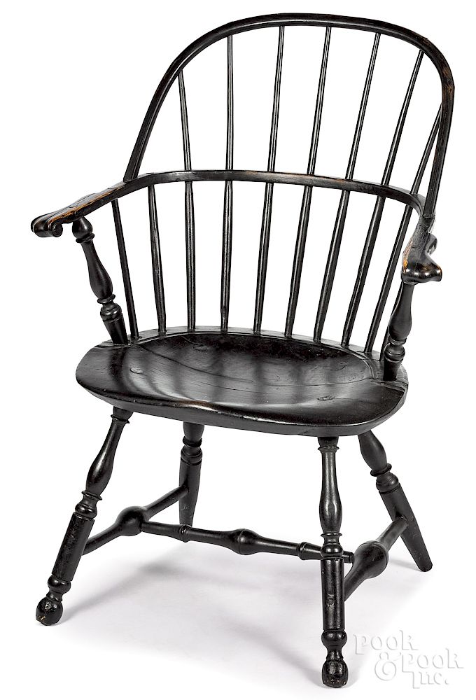 Appraisal: Pennsylvania sackback Windsor armchair Lancaster County Pennsylvania sackback Windsor armchair