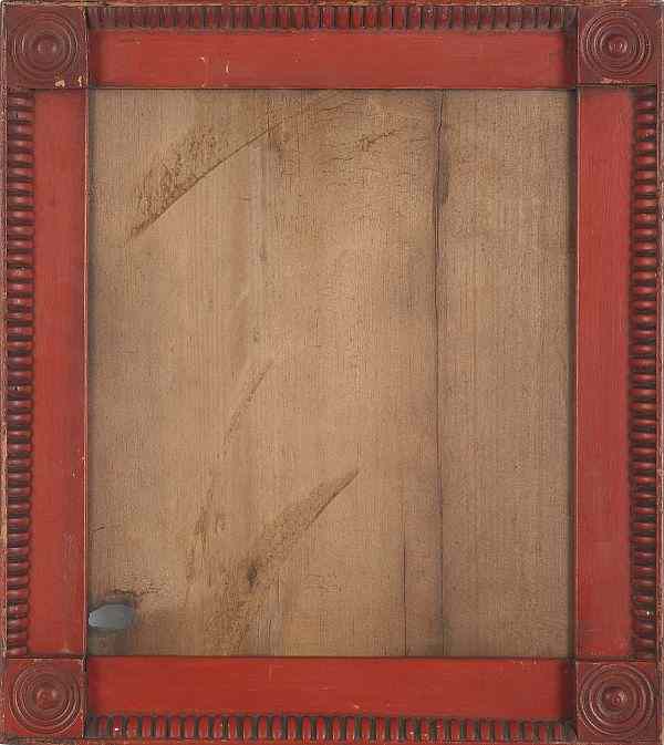 Appraisal: Pennsylvania carved and painted poplar frame th c with reeded