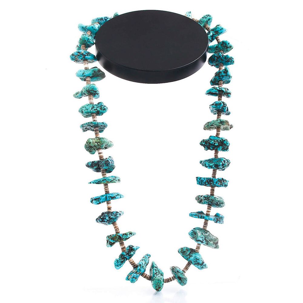 Appraisal: NATIVE AMERICAN TURQUOISE CHUNK NECKLACE WITH HEISHI L approx g