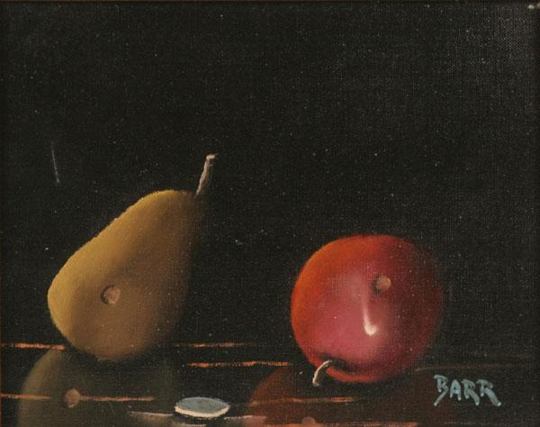 Appraisal: Pair decorative fruit still life paintings oil on canvas covered