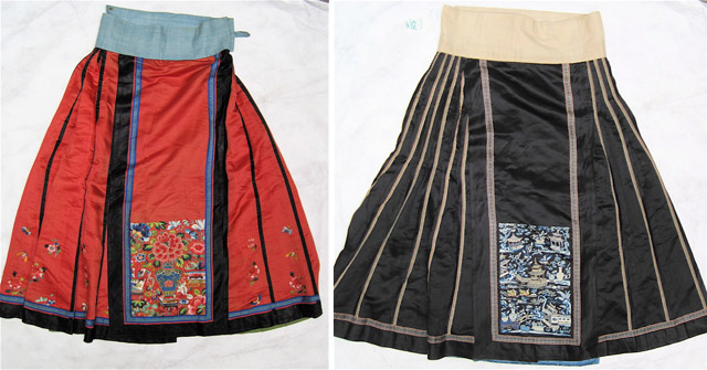 Appraisal: TWO CHINESE LADY'S SILK SKIRTS the first having front and