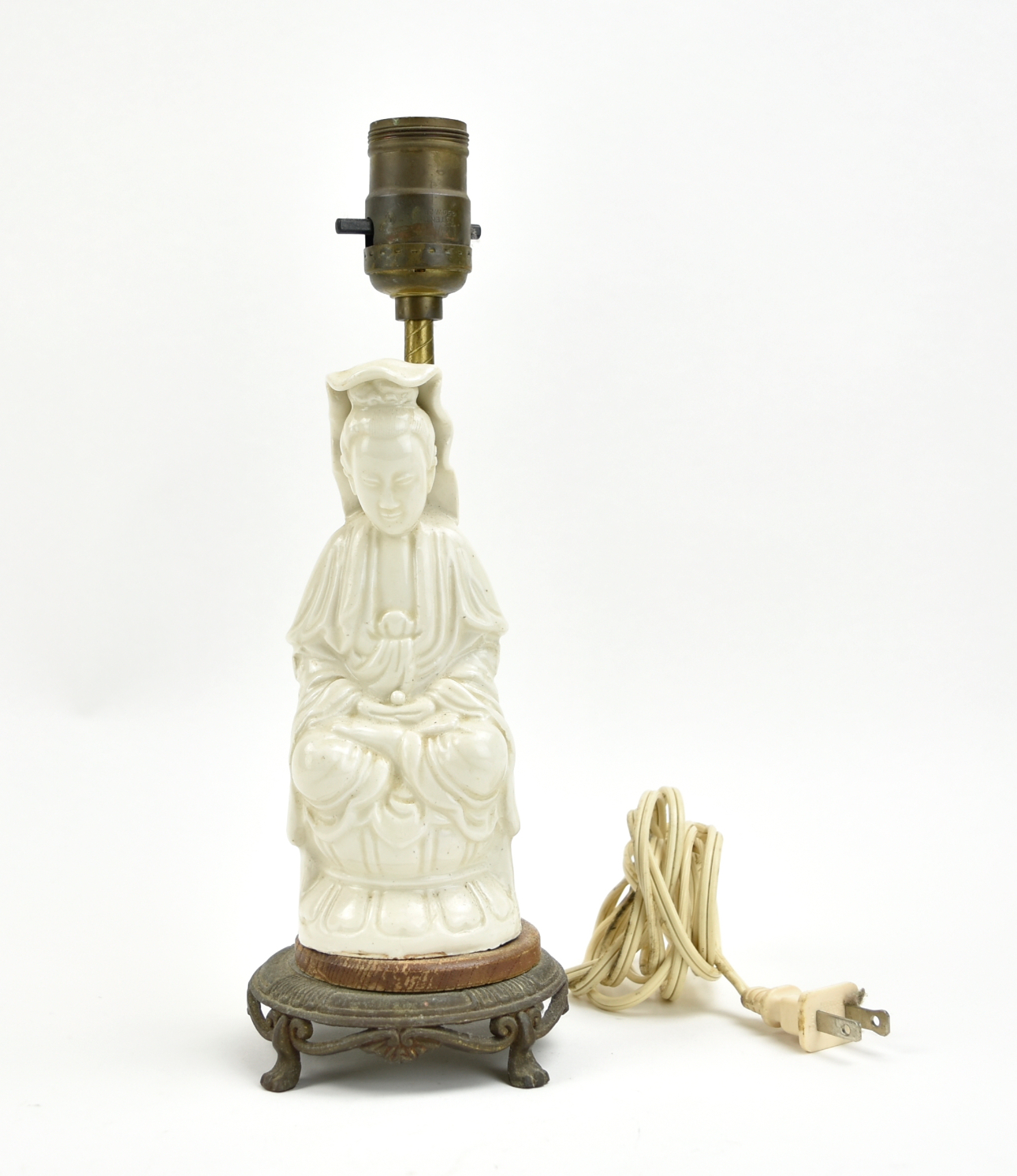 Appraisal: Chinese a blanc de chine white glazed Guanyin seated on