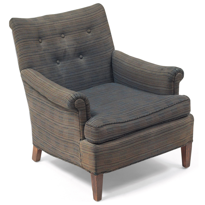 Appraisal: Edward Wormley lounge chair by Dunbar upholstered form with rolled