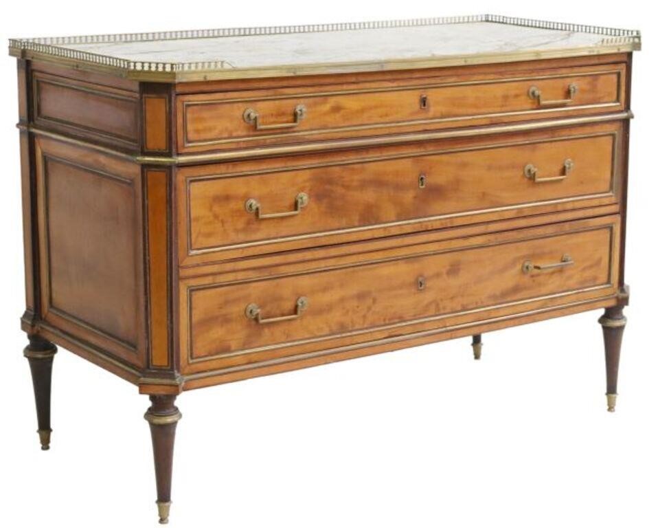 Appraisal: EXCEPTIONAL LOUIS XVI STYLE MARBLE-TOP COMMODEFrench Louis XVI style brass