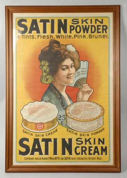 Appraisal: Framed Paper Satin Skin Powder Sign Description Dated Beautiful image