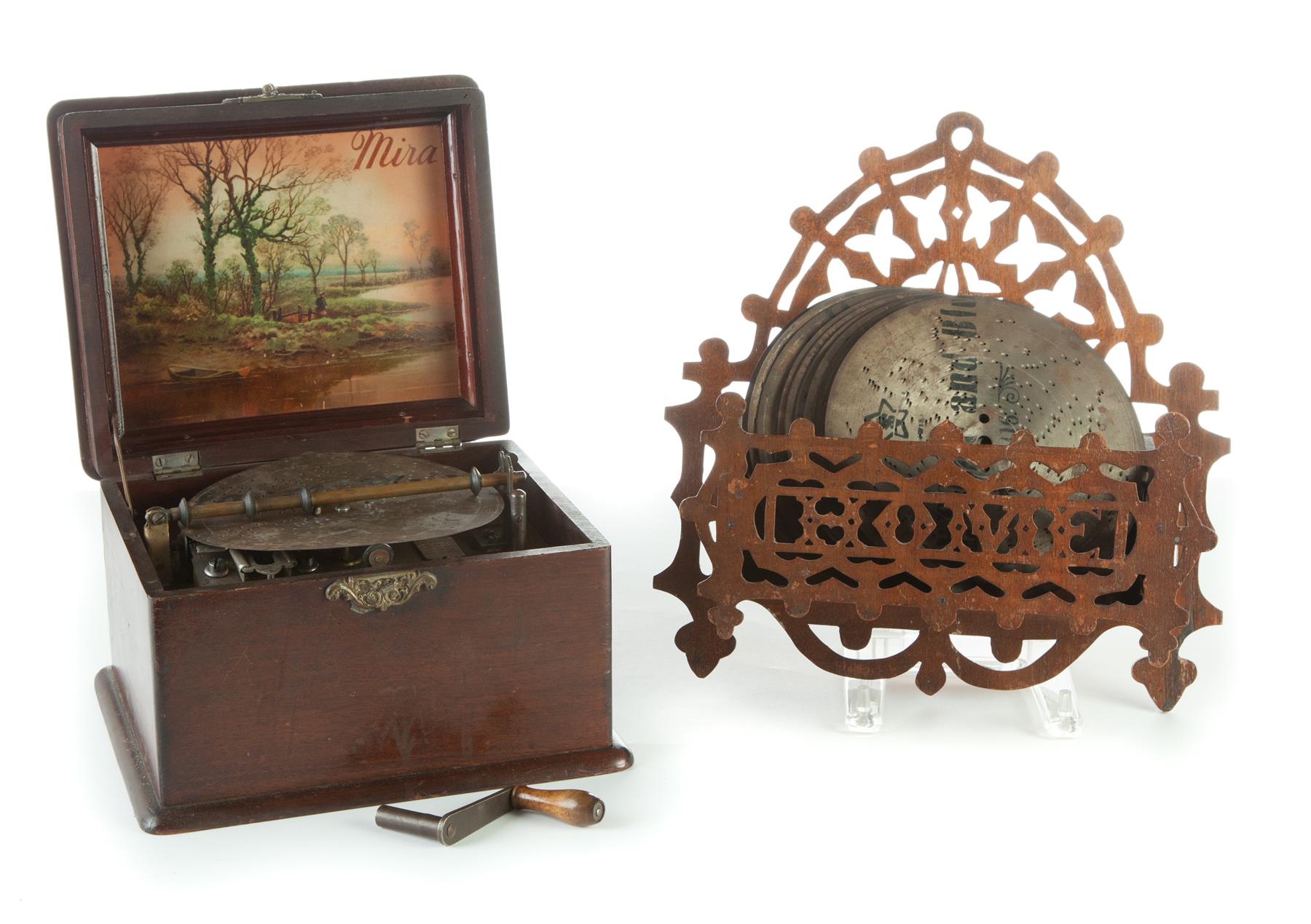 Appraisal: MIRA PORTABLE MUSIC BOX First quarter- th century mahogany Single