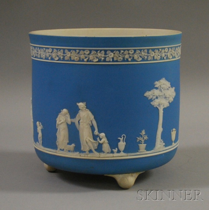 Appraisal: Wedgwood Light Blue Jasper Dip Footed Jardiniere ht dia in