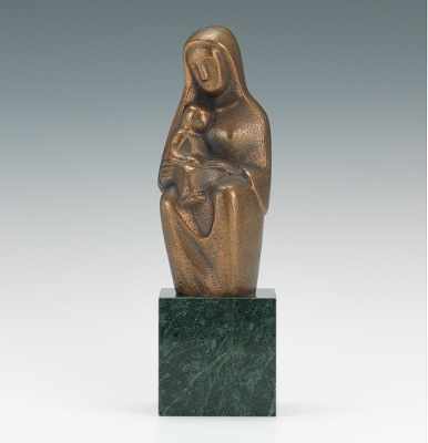 Appraisal: A Modern Bronze Madonna and Child Figurine Solid cast bronze