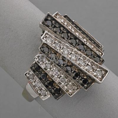 Appraisal: BLACK AND WHITE DIAMOND RING LATE th C Art Deco