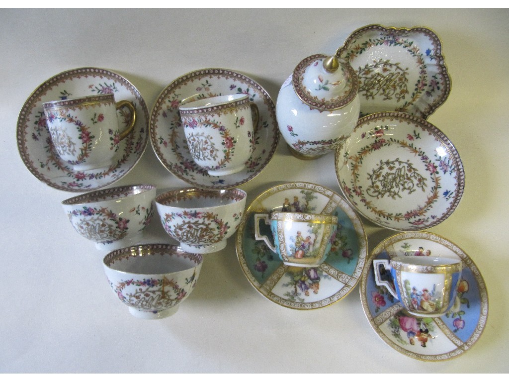 Appraisal: Pair of Augustus Rex cups and saucers along with a