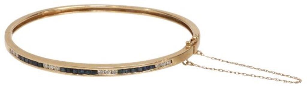 Appraisal: Estate kt yellow gold hinged bangle bracelet set with thirteen