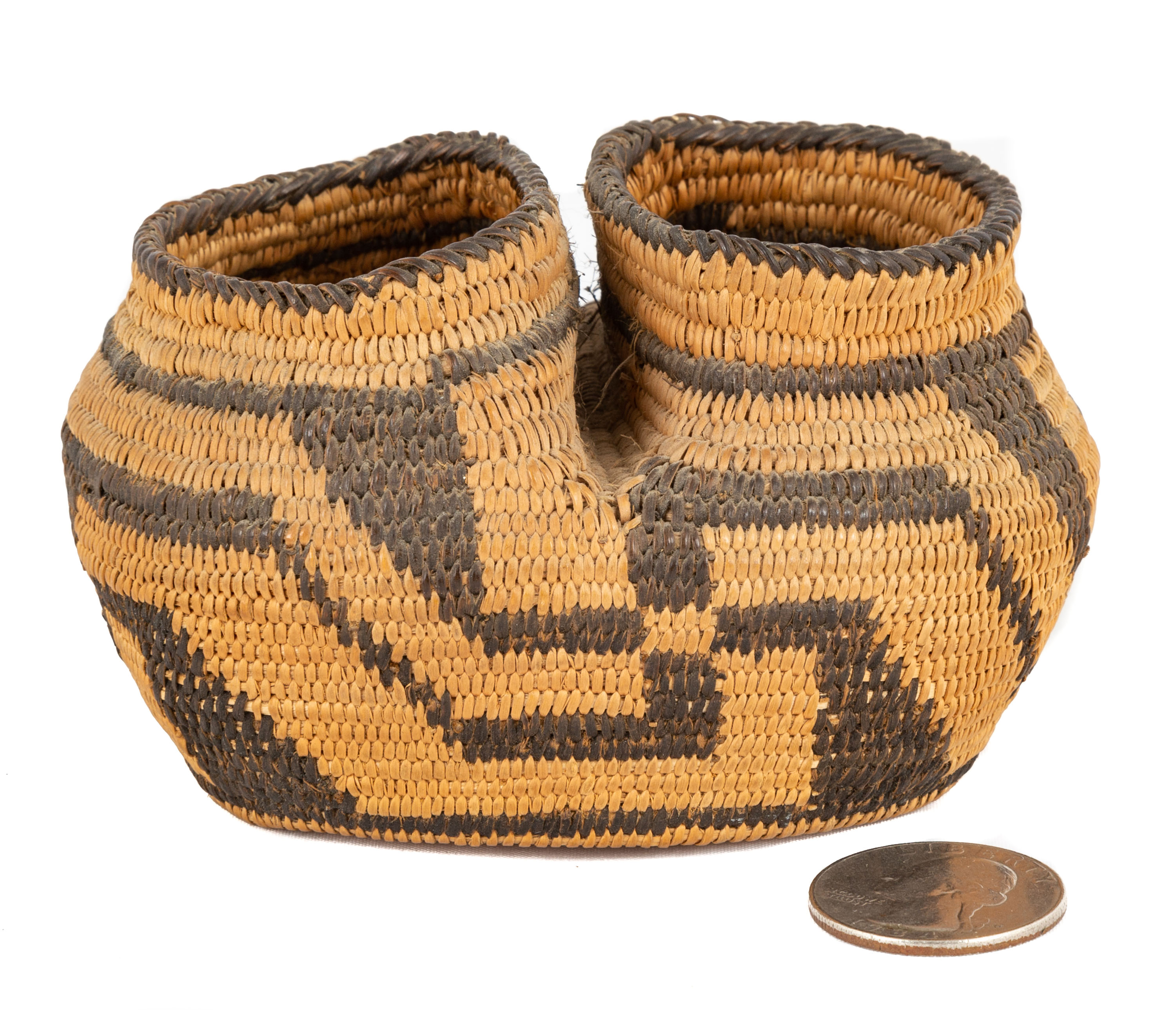 Appraisal: UNUSUAL NATIVE AMERICAN MINIATURE WOVEN BASKET th century