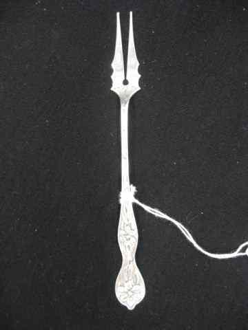 Appraisal: Manchester Sterling Silver Pickle Fork elaborate floral handle excellent no