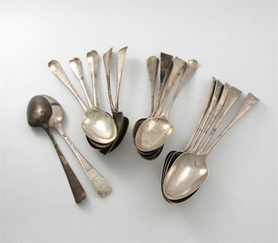 Appraisal: A set of five George III Old English tablespoons with