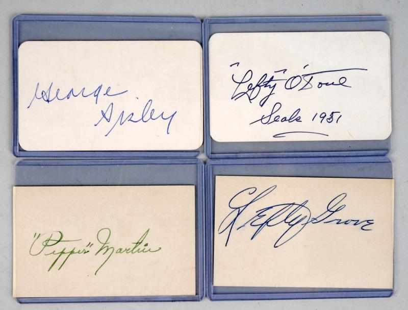 Appraisal: Lot of Vintage Signatures on Cards Includes HOFer George Sisler