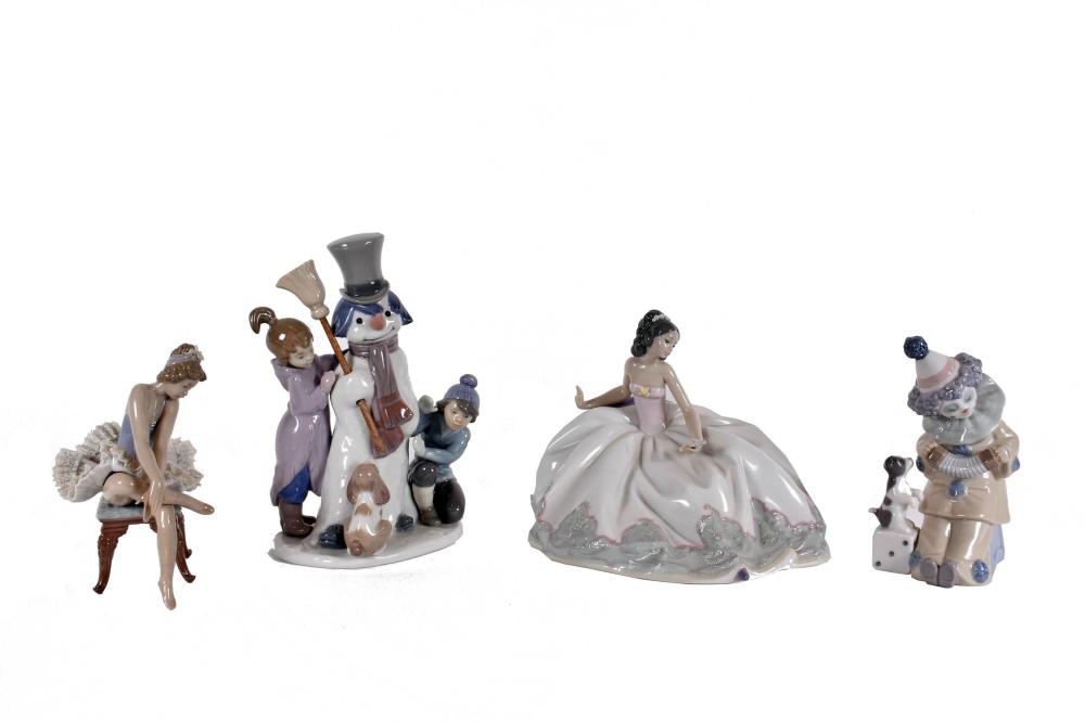 Appraisal: FOUR LLADRO PORCELAIN FIGURESEach marked on the underside Comprising a