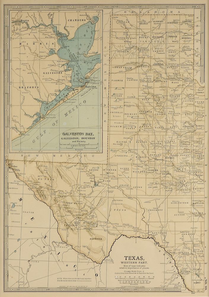 Appraisal: AN ANTIQUE MAP Texas Western Part with Views of Galveston