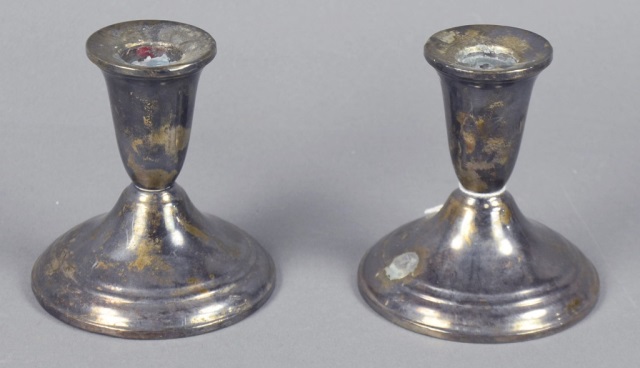 Appraisal: Pair Weighted Sterling Candlesticks H